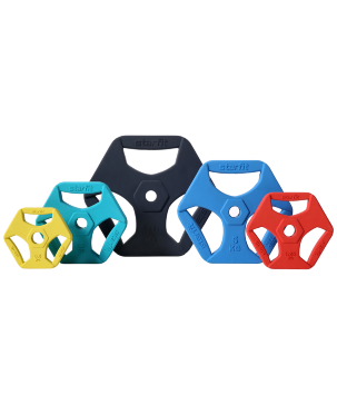 Диск Starfit BB-205 обрезиненный цветной с хватами d=26 мм (10 кг)