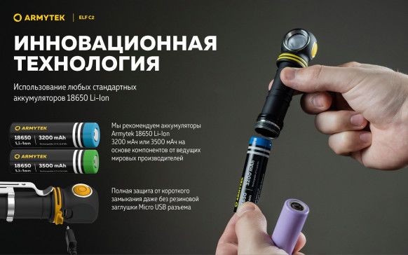 Фонарь налобный Armytek Elf C2 Micro USB