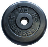 Диск Barbell обрезиненный черный d=26 мм 5кг